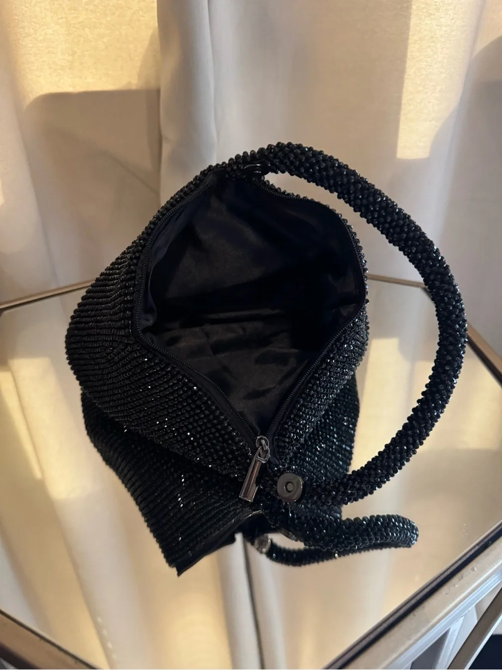 Black Beaded Evening Wristlet